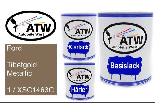Ford, Tibetgold Metallic, 1 / XSC1463C: 1L Lackdose + 1L Klarlack + 500ml Härter - Set, von ATW Autoteile West.